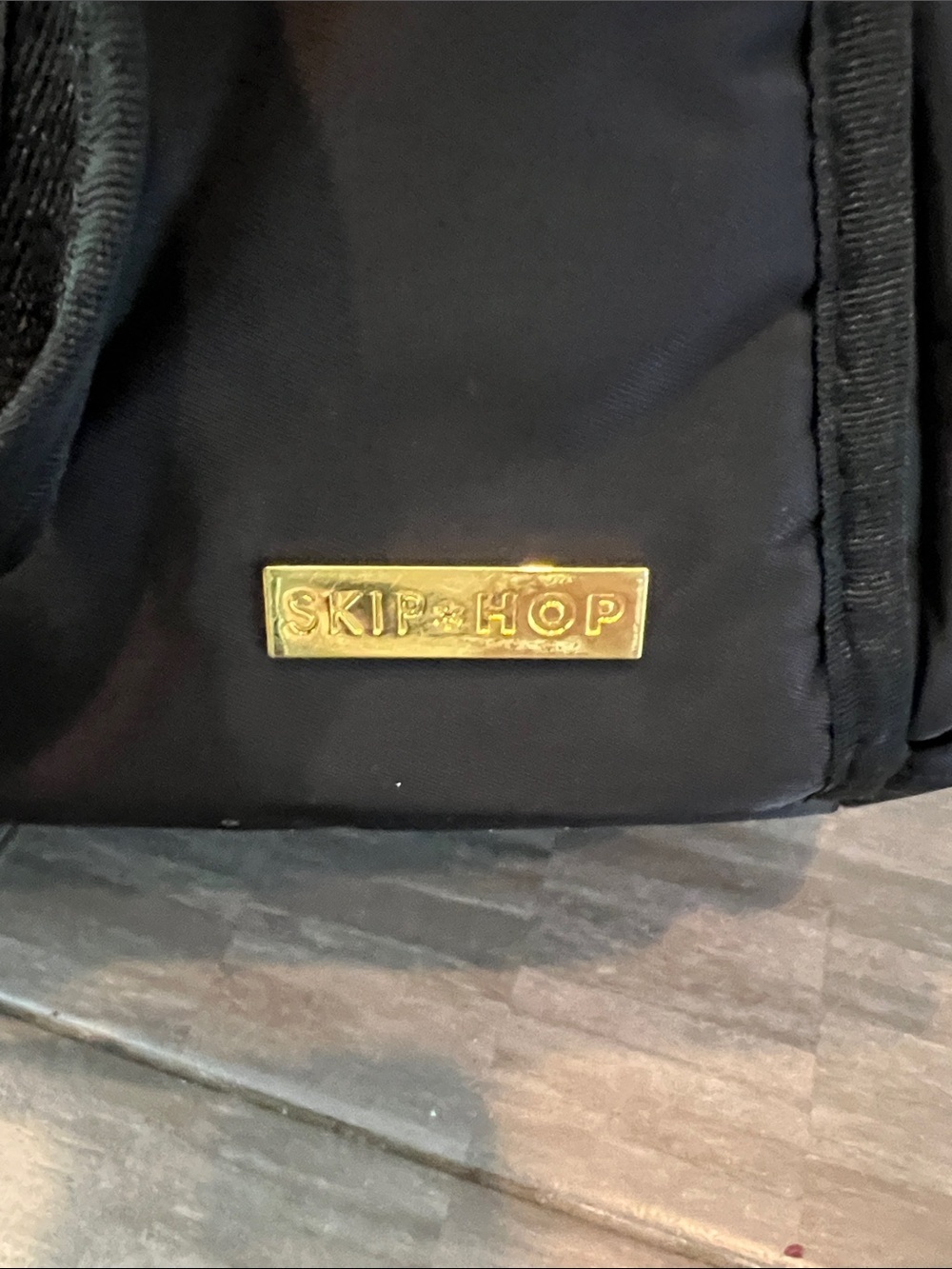 Skip Hop Black Baby Diaper Bag with Gold Zipper Accents - Picture 2 of 6